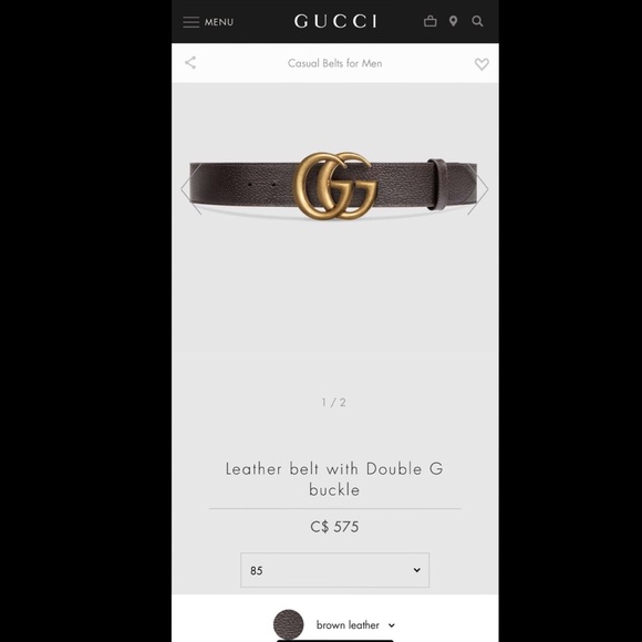 Authentic Gucci Belt 85 Dark Brown - Picture 5 of 7